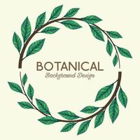 tropical leafs in circular frame and lettering botanical background design vector