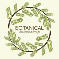 tropical leafs in circular frame and lettering botanical background design vector