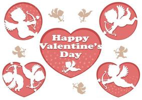 Vector 3D Relief Cupid Icons For Valentines Day Isolated On A White Background