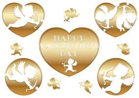 Vector 3D Relief Cupid Icons For Valentines Day Isolated On A White Background