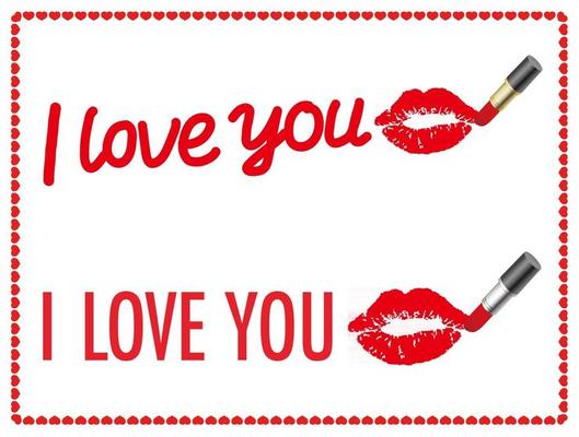Vector I Love You Messages Set Drawn With Lipsticks Isolated On A White background