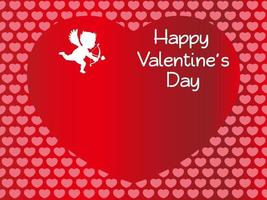 Valentines Day Seamless Vector Card Template With A White Cupids Flying In A Large Red Heart Shape