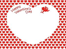 Plantilla de tarjeta de vector transparente de San Valentín con cupidos volando en forma de corazón blanco grande