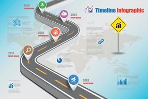 infografía de línea de tiempo de hoja de ruta de negocios con puntero diseñado para fondo abstracto elemento de hito de plantilla diagrama moderno tecnología de proceso marketing digital presentación de datos gráfico ilustración vectorial vector