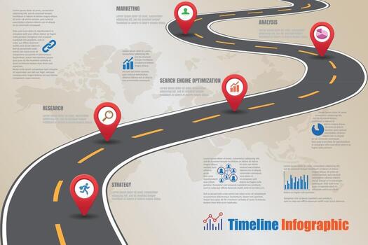 Business roadmap timeline infographic icons designed for abstract background template element modern diagram process web pages technology digital marketing data presentation chart Vector illustration