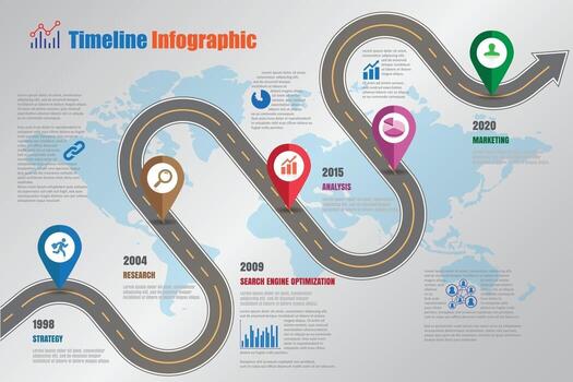 Business roadmap timeline infographic icons designed for abstract background template element modern diagram process web pages technology digital marketing data presentation chart Vector illustration