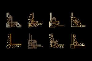 vector de esquina ornamental geométrico dorado