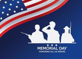 memorial day celebration poster with usa flag vector