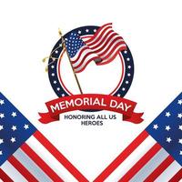 memorial day celebration poster with usa flag vector