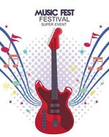 cartel del festival de música con guitarra eléctrica vector