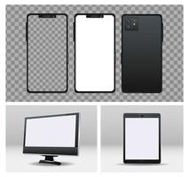 smartphones with desktop and tablet devices technology digital vector