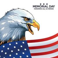 memorial day celebration poster with eagle vector