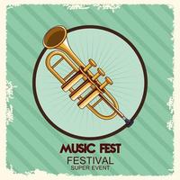 music fest poster with trumpets vector