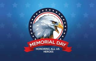 memorial day celebration poster with eagle vector