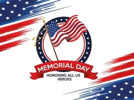 memorial day celebration poster with usa flag vector