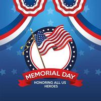 memorial day celebration poster with usa flag vector