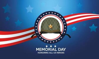 memorial day celebration poster with military helmet vector