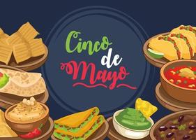 celebración del cinco de mayo con comida deliciosa vector