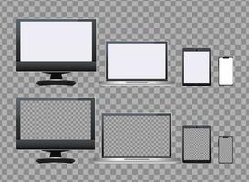computadoras portátiles y de escritorio con teléfonos inteligentes vector