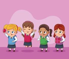 group of little students kids vector