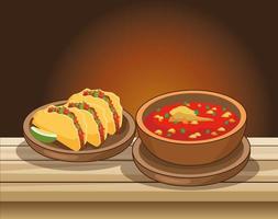 cinco de mayo celebration with delicious food in table vector