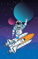 astronaut with rocket in the space character vector