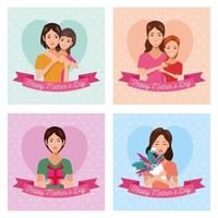 bundle of happy mothers day cards vector