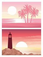 beautiful landscapes with beach and lighthouse scenes