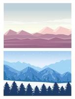 beautiful landscapes with desert and forest scenes vector