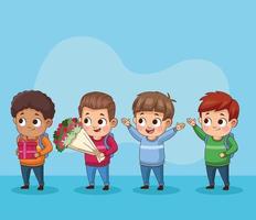 group of little students kids vector