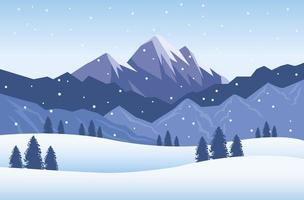 hermoso paisaje nevado con escena de nieve vector