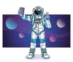 astronaut taking a selfie in the space character