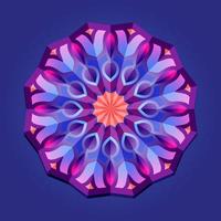 This is a violet geometric polygonal mandala with a floral pattern vector