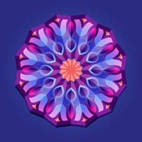 este es un mandala poligonal geométrico violeta con un patrón floral vector