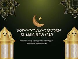 Happy muharram islamic new year celebration greeting card with vector illustration