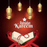 Ramadan kareem islamic festival celebration greeting card vector