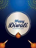 Realistic indian festival vector illustration of happy diwali celebration party flyer