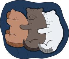 three sleeping cute kitten perfect for design project vector