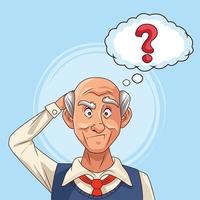 old man patient of alzheimer disease with ask speech bubble vector