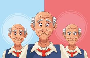 old men patients of alzheimer disease characters vector