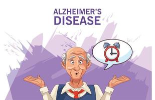 old man patient of alzheimer disease with alarm clock in speech bubble vector