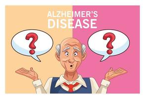 old man patient of alzheimer disease with ask speech bubble vector