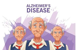 old men patients of alzheimer disease characters vector