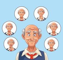 old men patients of alzheimer disease characters vector