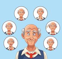 old men patients of alzheimer disease characters vector