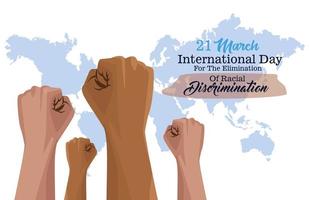 stop racism international day poster with hands and planet earth vector