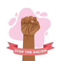 cartel del día internacional de detener el racismo con puño vector