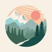 beautiful landscape with river and mountains scene vector