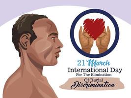 stop racism international day poster with afro man profile vector