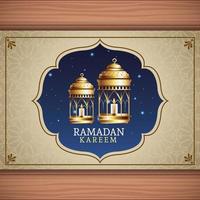 ramadan kareem celebration with golden lanterns vector